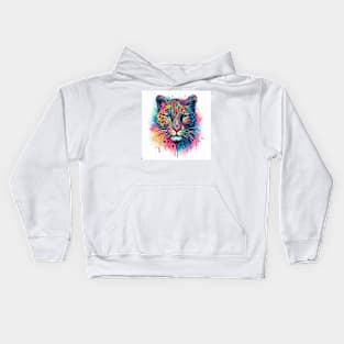 Abstract painting of a wild cougar Kids Hoodie